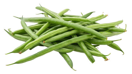 Fototapeta premium A pile of fresh green beans isolated on transparent background