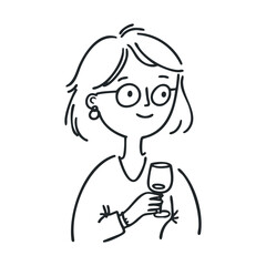 Joyful woman enjoying a glass of wine at a casual gathering