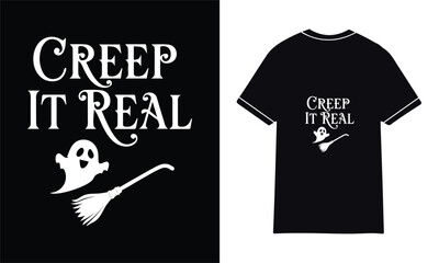 Creep It Real Funny Skull Halloween T-Shirt Design