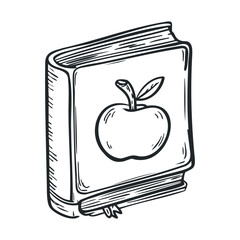 Sketch of a book featuring an apple design for educational purposes