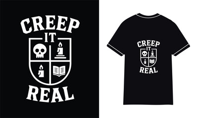 Creep It Real Funny Skull Halloween T-Shirt Design
