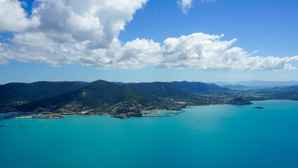 Aerial View of Airlie Beach Town in Whitsundays Queensland Australia