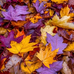 Obraz premium Vibrant Autumn Maple Leaves Ground Cover Colorful Fall Foliage