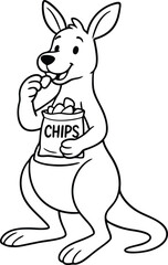 funny activity with kids and kangaroo coloring page