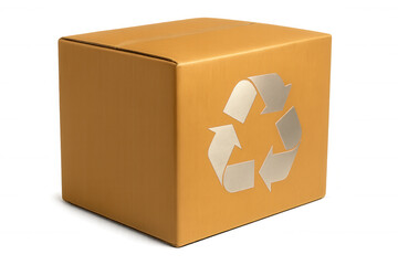 Cardboard packaging displaying recycling logo, highlighting environmental responsibility and green shipping solutions