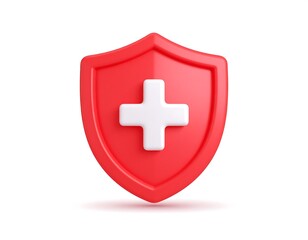 Obraz premium Red shield with white plus sign