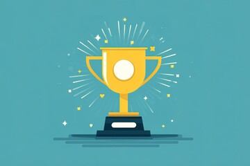 Award Trophy Celebrating Employee Recognition at Corporate Event – Flat Design Illustration