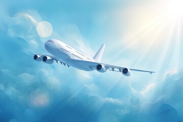 White Airplane in Flight – Transportation, Import-Export, and Summer Travel Concept