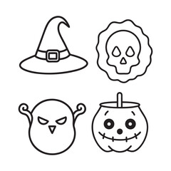Halloween silhouette element Line art 2