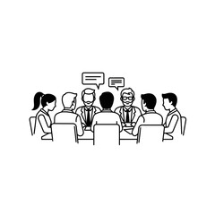 Obraz premium Business Meeting Icon Discussing Strategies Around a Table 