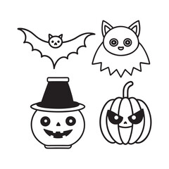Halloween silhouette element vector set file