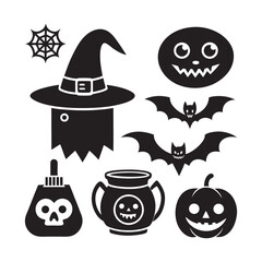 Halloween silhouette element vector set file