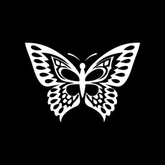 Stylish butterfly vector art on black, great for abstract posters, feminine branding, and decorative projects.