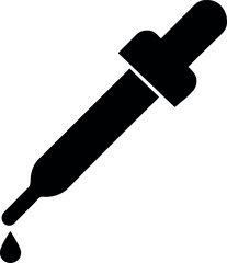 Black Silhouette of Laboratory Dropper with Falling Liquid