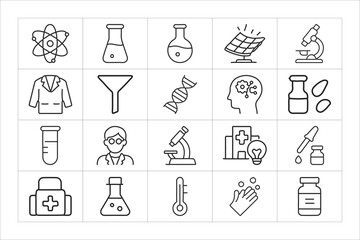 Collection of hand drawn science and medical icons
