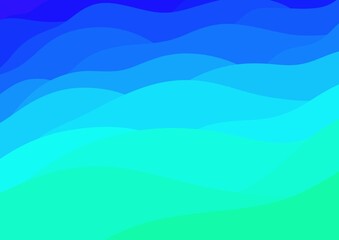 Abstract wavy gradient background in green and blue tones 