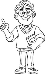 teacher line vector illustration isolated on white background