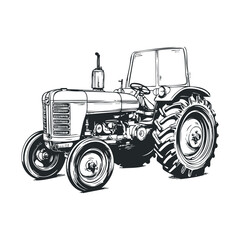 Obraz premium Vintage farm tractor design for agricultural themes and crafts. Halloween vector illustration