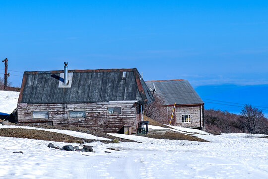 wooden houses in the ski resort in pucon in chile