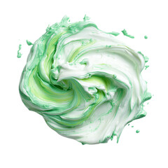 Fototapeta premium Whipped Cream Texture Mint and White Swirls isolated on transparent background