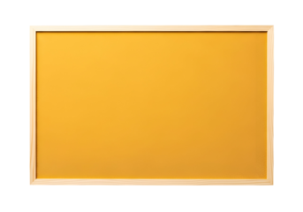 A vivid, plain, mustard yellow surface is framed by a light-colored wooden border, creating a simple, neutral background.