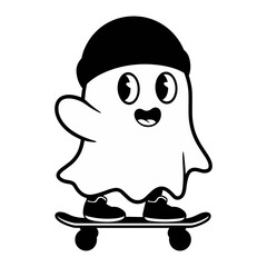 Cute Ghost Riding Skateboard
