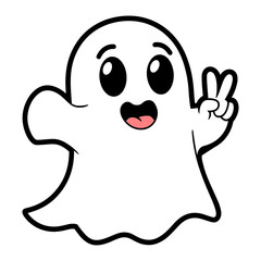 Cute Ghost Holding Up Peace Sign