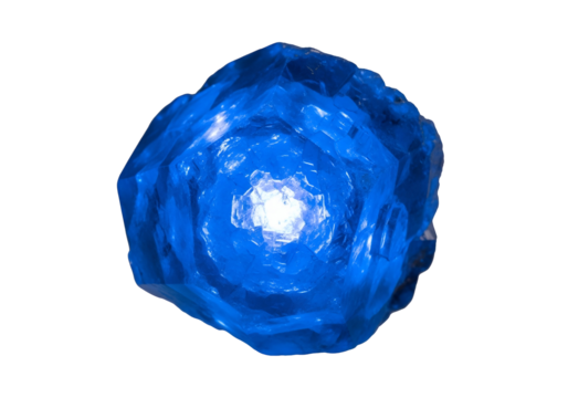 A vibrant, luminous blue crystal sphere, intensely detailed, captures the viewer's attention against a stark black background.