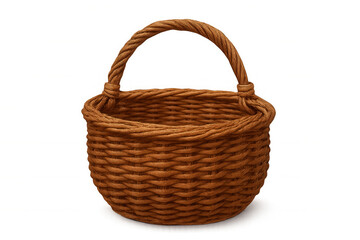 Fototapeta premium Woven wicker basket with sturdy handle, perfect for picnics, crafts, or storage, isolated on transparent background
