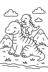 Fototapeta premium Funny Dinosaur coloring page for kids free