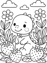 Funny Dinosaur coloring page for kids free