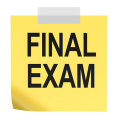 Final Exam, note on yellow sticky paper. 3D rendering