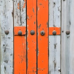 Rustic Weathered Orange and Gray Wooden Door Texture