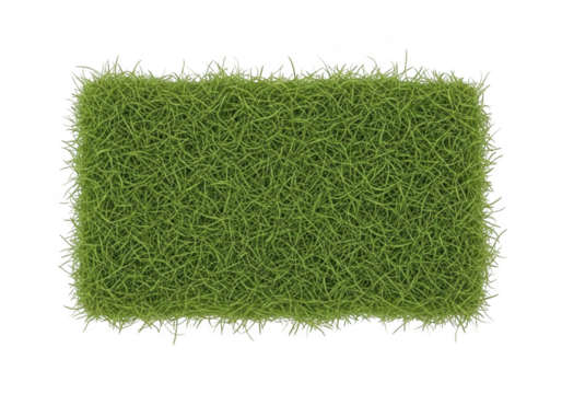 Vibrant green mossy rectangular patch with natural textured edges transparent background