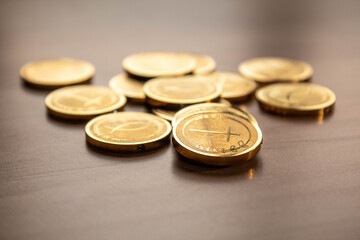 macro detail gold wedding coins