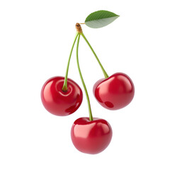 3D of a bunch of cherries, floating, semi-glossy