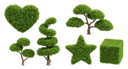 Green topiary shapes collection design art