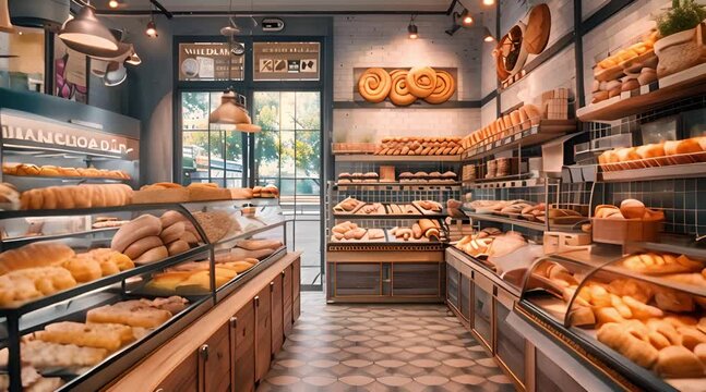 Blue Bakery with Decorative Shelving and Blue Confections