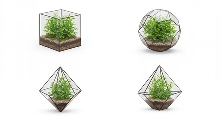 Obraz premium Modern geometric glass terrariums for home decor