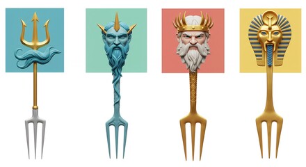 Mythological god forks design set
