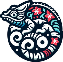 Chameleon_Tribal_Vector_Illustration_–_Decorative_Blue_Ornamental_Lizard_Art