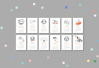 2026 Calendar With Dogs Layout