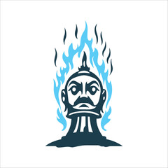 Stylized Burning Ninot Statue Illustration  Fallas Valencia Stylised ninot satirical statue burning in solid orange