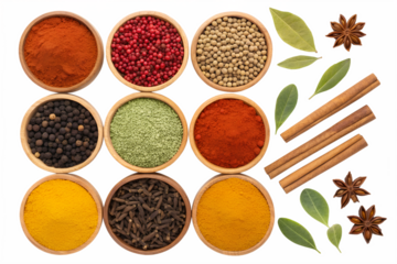 Colorful Array of Spices and Herbs A Vibrant Collection of Culinary Delights for Cooking and Flavor Enhancement