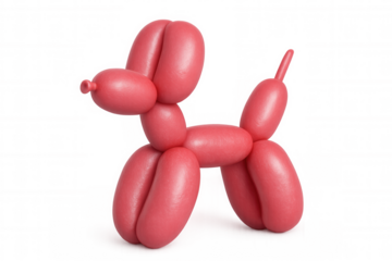 Pink balloon animal dog standing on transparent background, perfect for party, celebration, birthday or event visuals