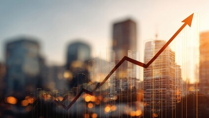 Abstract financial graph over cityscape