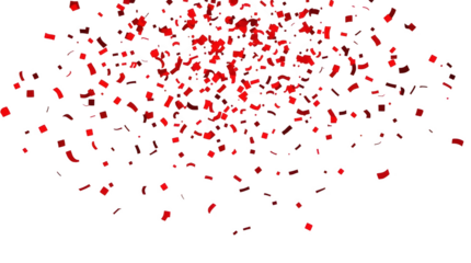 A vibrant burst of red confetti fills the air adding excitement and energy to a festive celebration in a bright environment perfect for special occasions