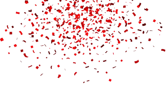 A vibrant burst of red confetti fills the air adding excitement and energy to a festive celebration in a bright environment perfect for special occasions