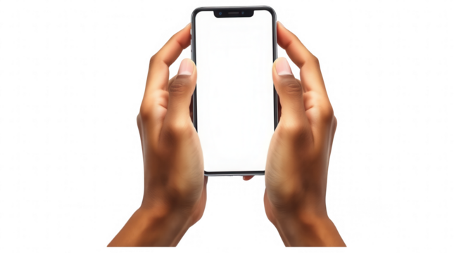 Two hands are holding a smartphone in a horizontal position showcasing user interaction and the potential for mobile activities such as browsing or communicating