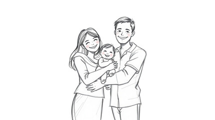 Loving parents hold their smiling baby close capturing a warm and joyful family moment filled with happiness in a cozy home environment